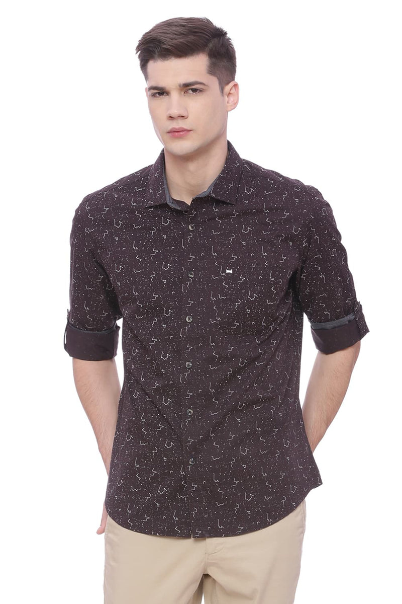 BASICS SLIM FIT PRINTED SHIRT