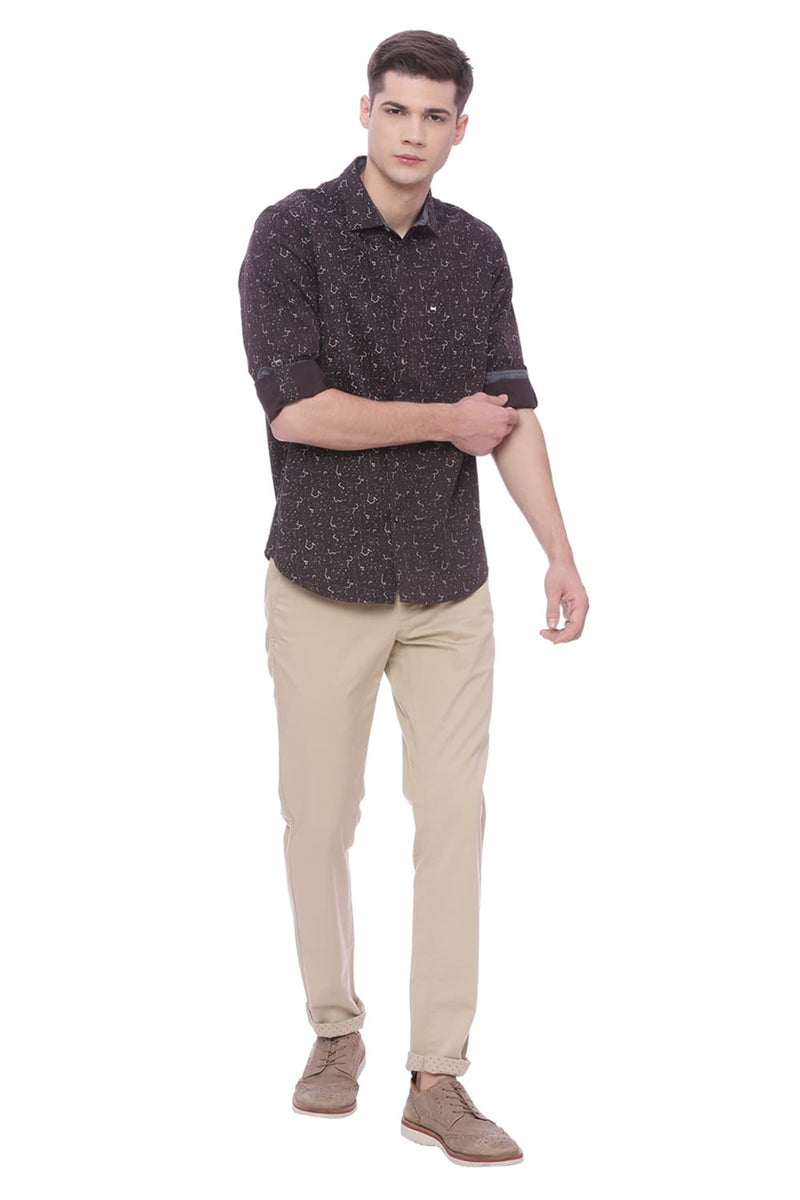 BASICS SLIM FIT PRINTED SHIRT