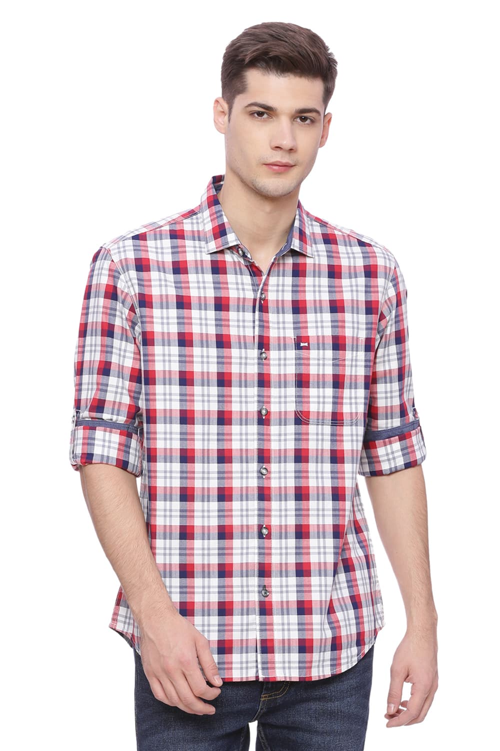 BASICS SLIM FIT CHECKS SHIRT