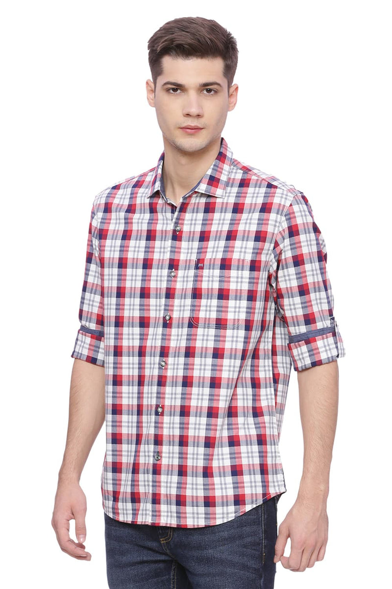 BASICS SLIM FIT CHECKS SHIRT