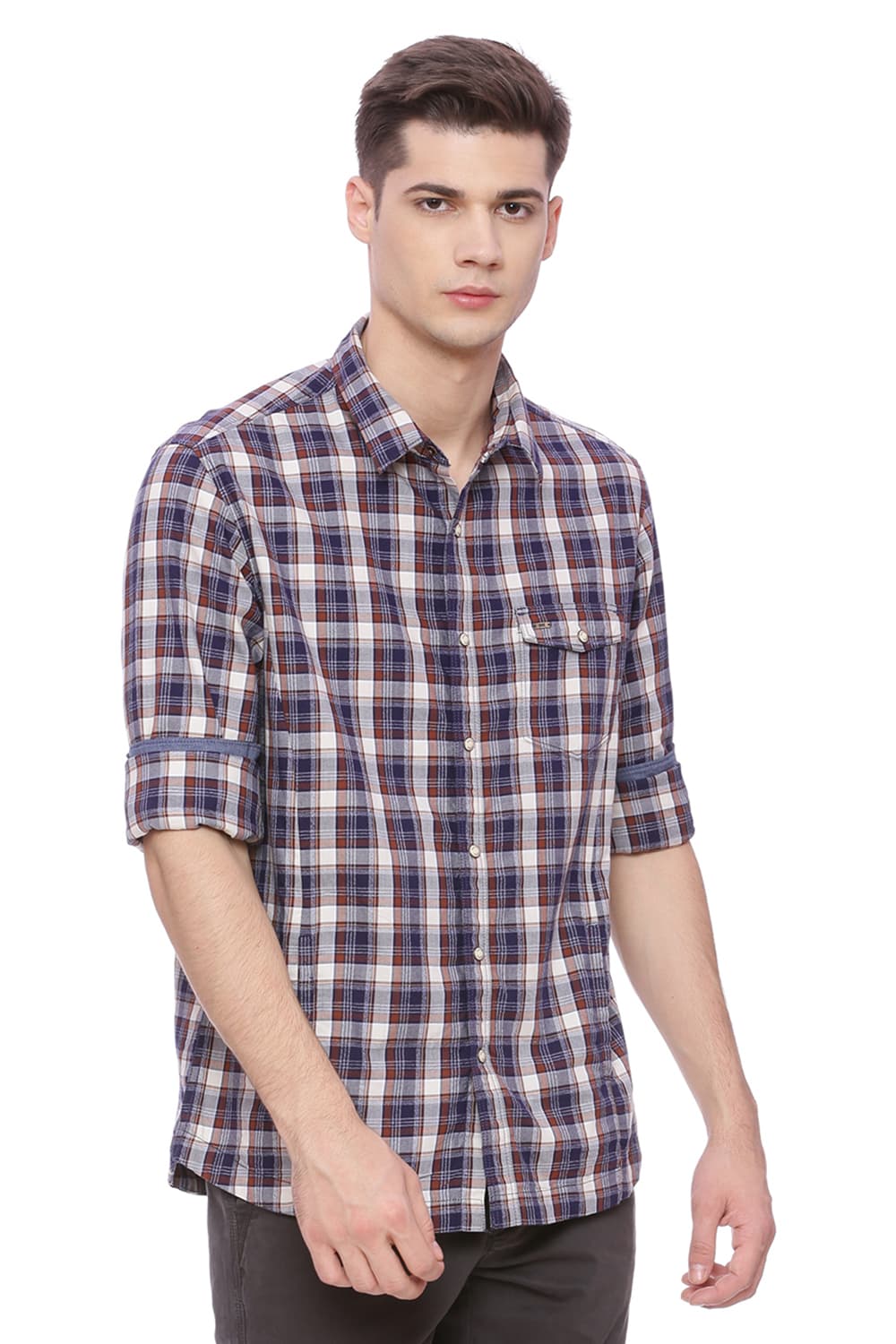 BASICS SLIM FIT CHECKS SHIRT