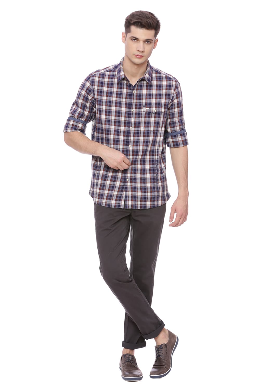 BASICS SLIM FIT CHECKS SHIRT