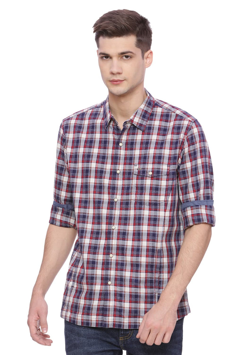 BASICS SLIM FIT CHECKS SHIRT