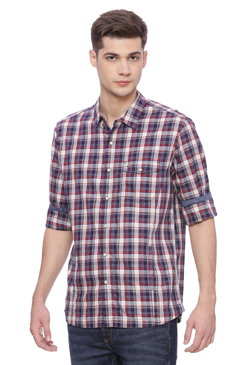 BASICS SLIM FIT CHECKS SHIRT