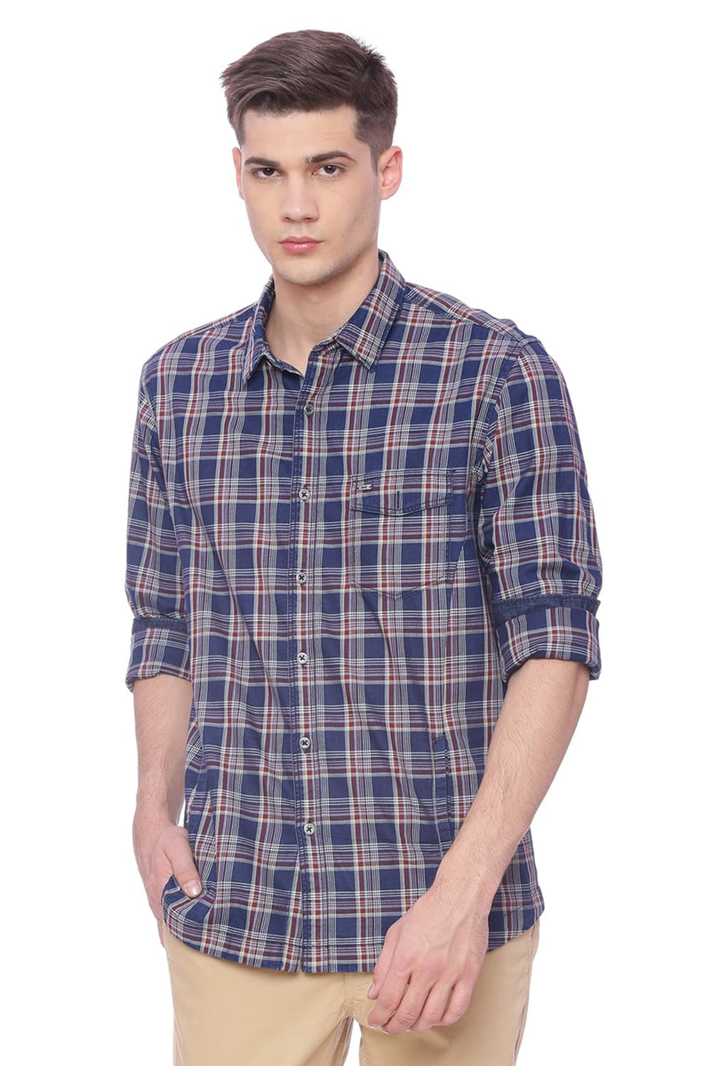 BASICS SLIM FIT CHECKS SHIRT