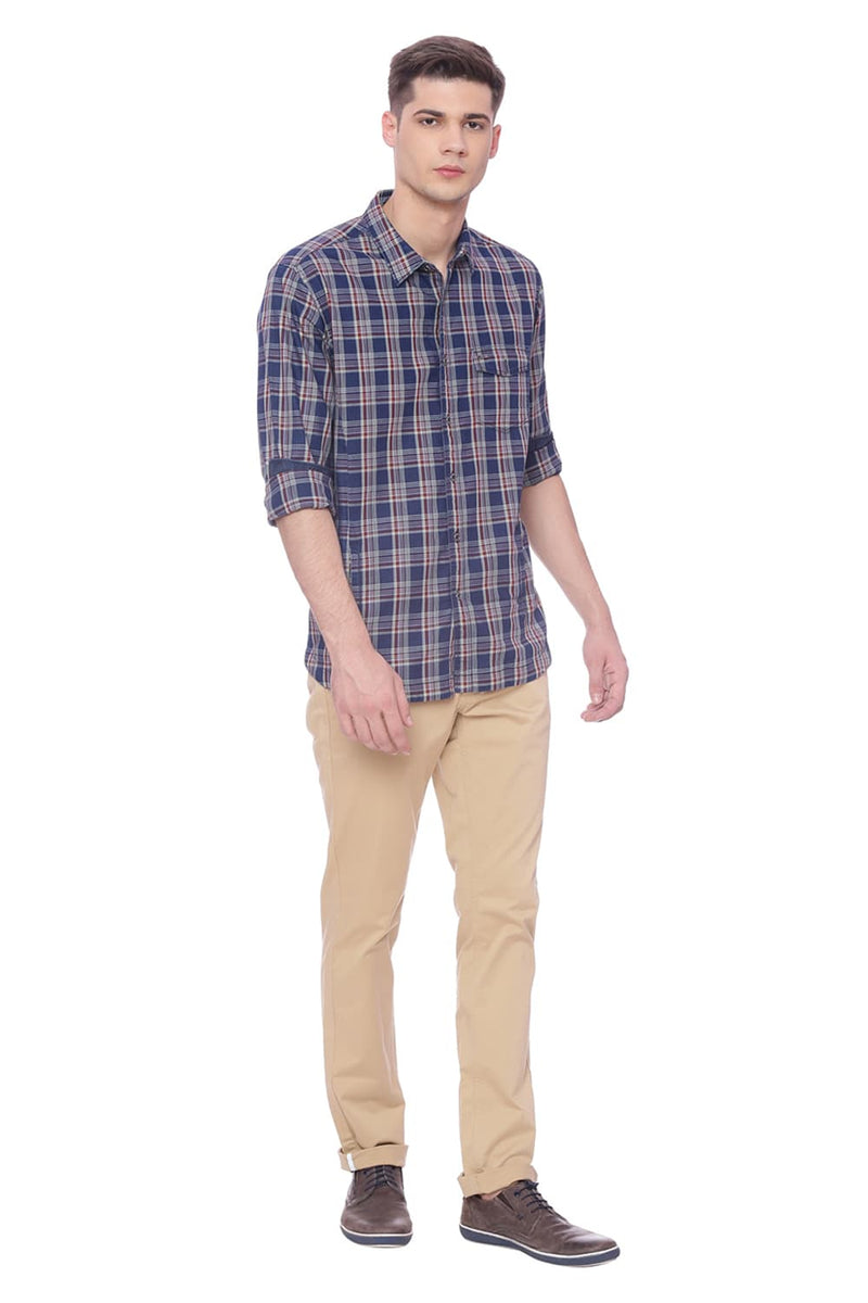 BASICS SLIM FIT CHECKS SHIRT