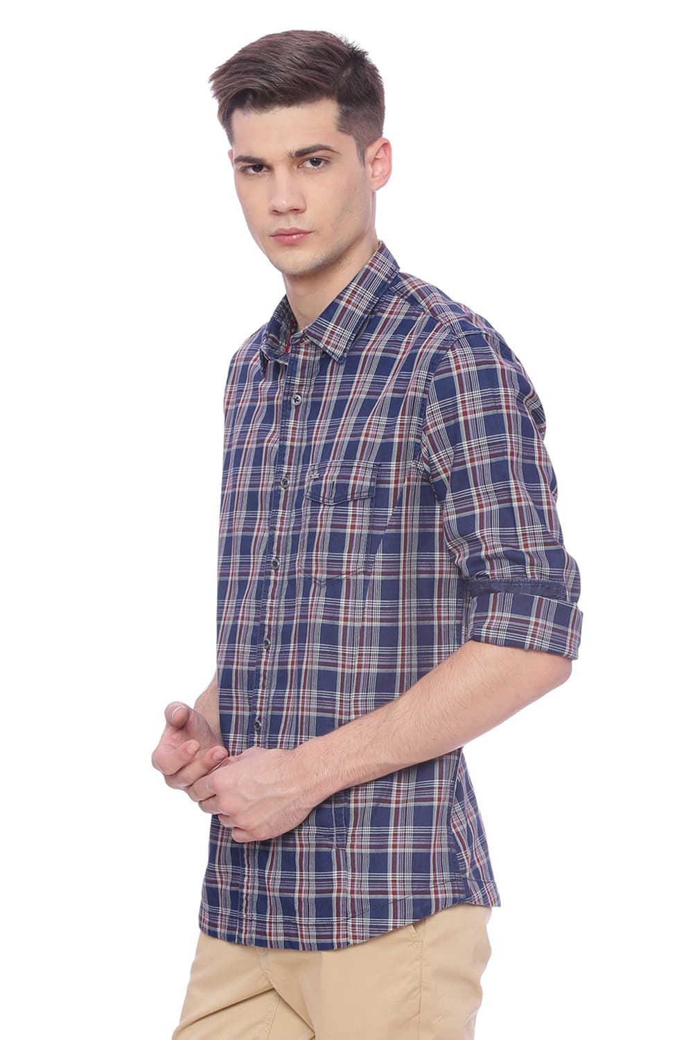 BASICS SLIM FIT CHECKS SHIRT