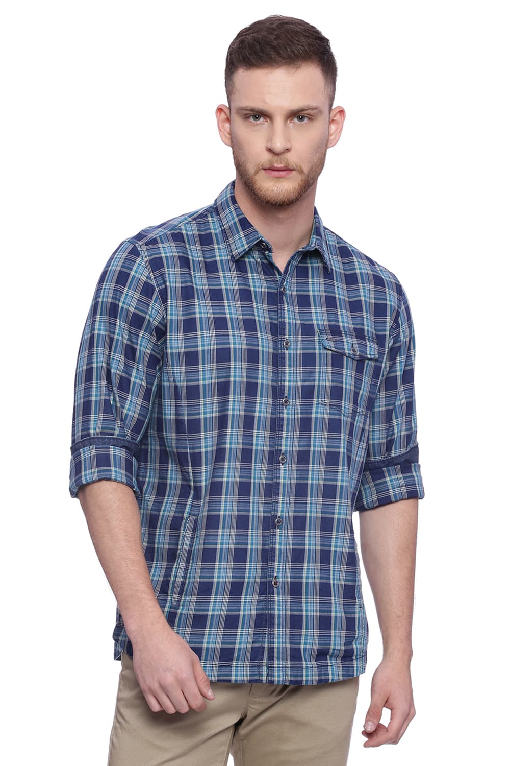 BASICS SLIM FIT CHECKS SHIRT