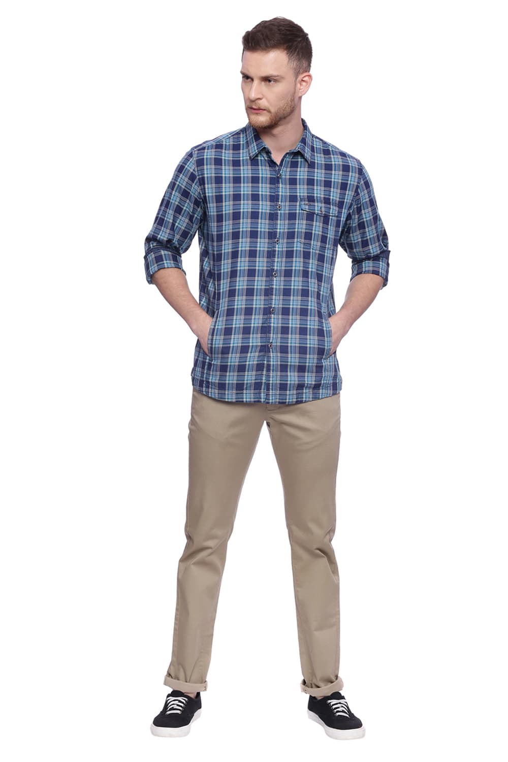 BASICS SLIM FIT CHECKS SHIRT