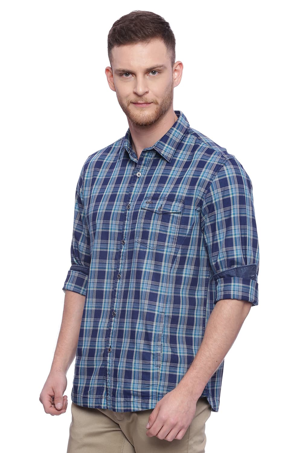 BASICS SLIM FIT CHECKS SHIRT