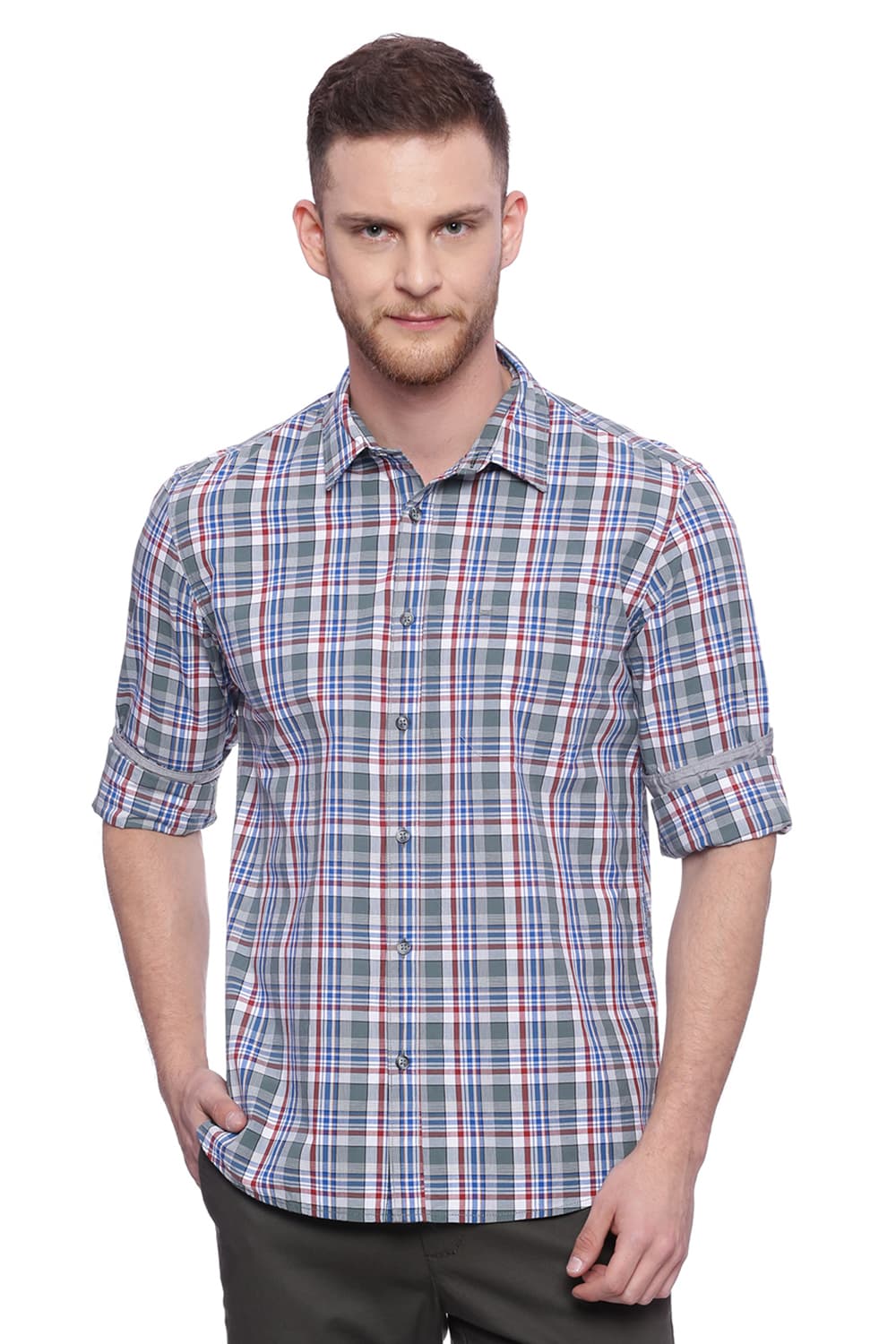 BASICS SLIM FIT CHECKS SHIRT