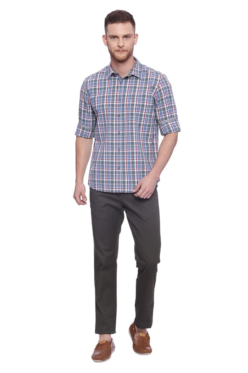 BASICS SLIM FIT CHECKS SHIRT