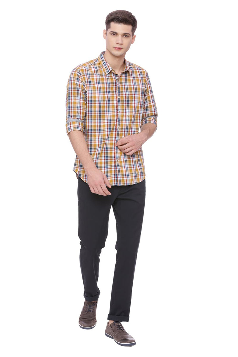 BASICS SLIM FIT CHECKS SHIRT