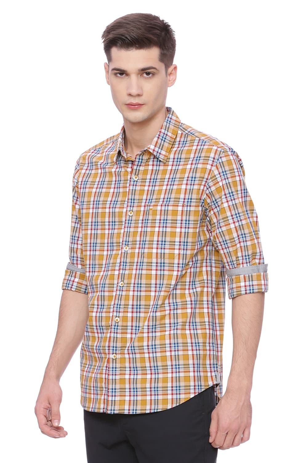 BASICS SLIM FIT CHECKS SHIRT