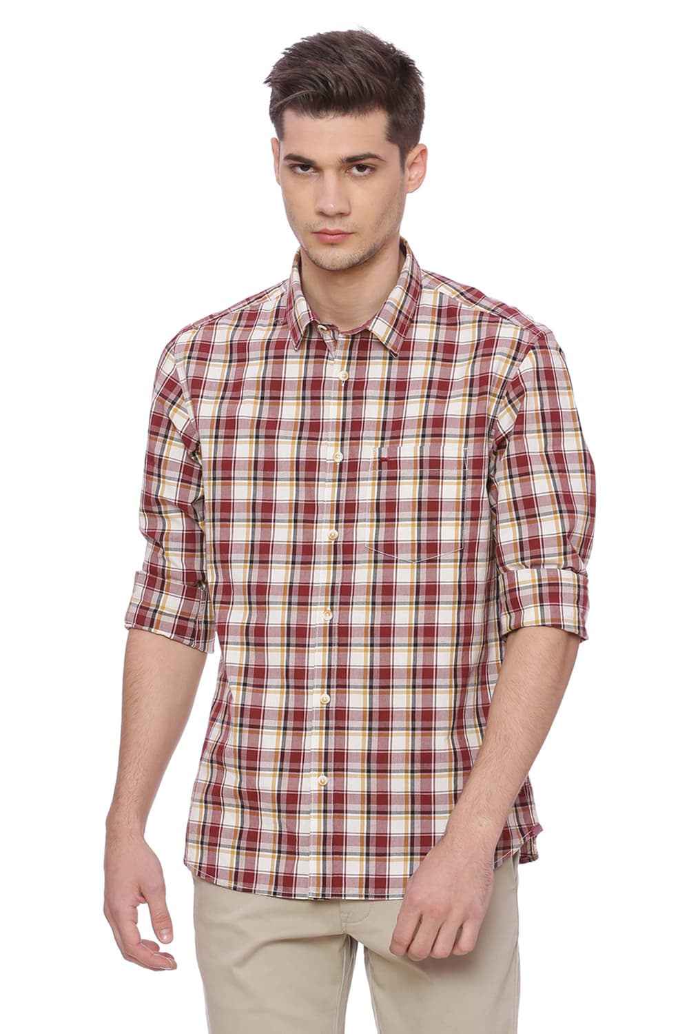 BASICS SLIM FIT CHECKS SHIRT