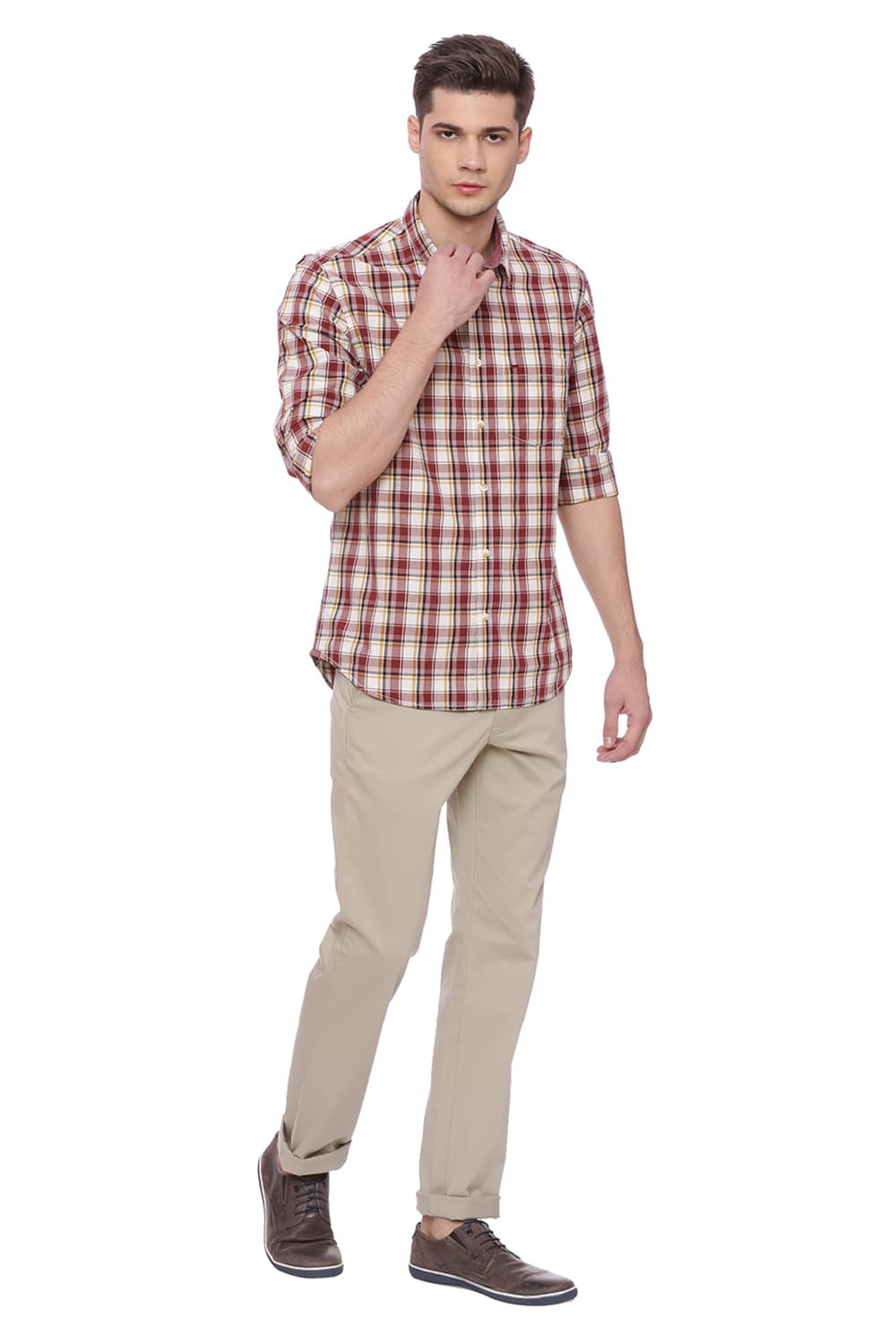 BASICS SLIM FIT CHECKS SHIRT