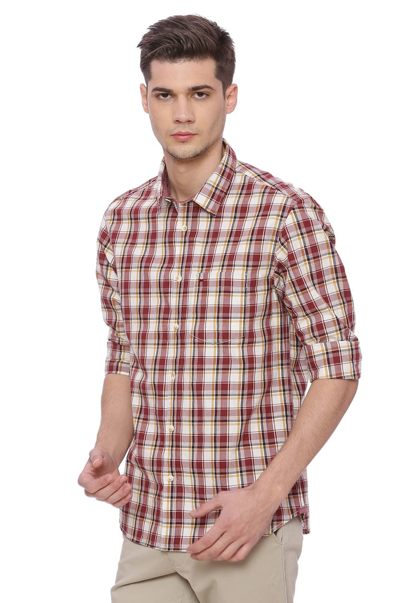 BASICS SLIM FIT CHECKS SHIRT