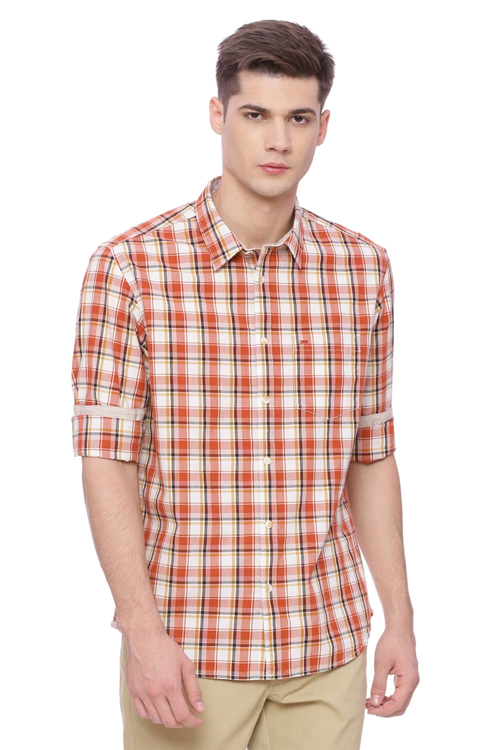 BASICS SLIM FIT CHECKS SHIRT