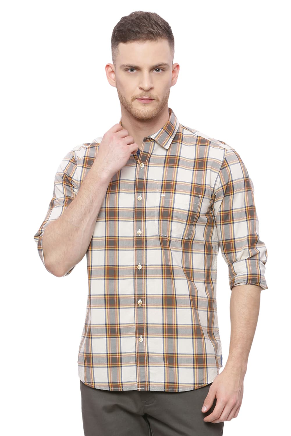 BASICS SLIM FIT CHECKS SHIRT