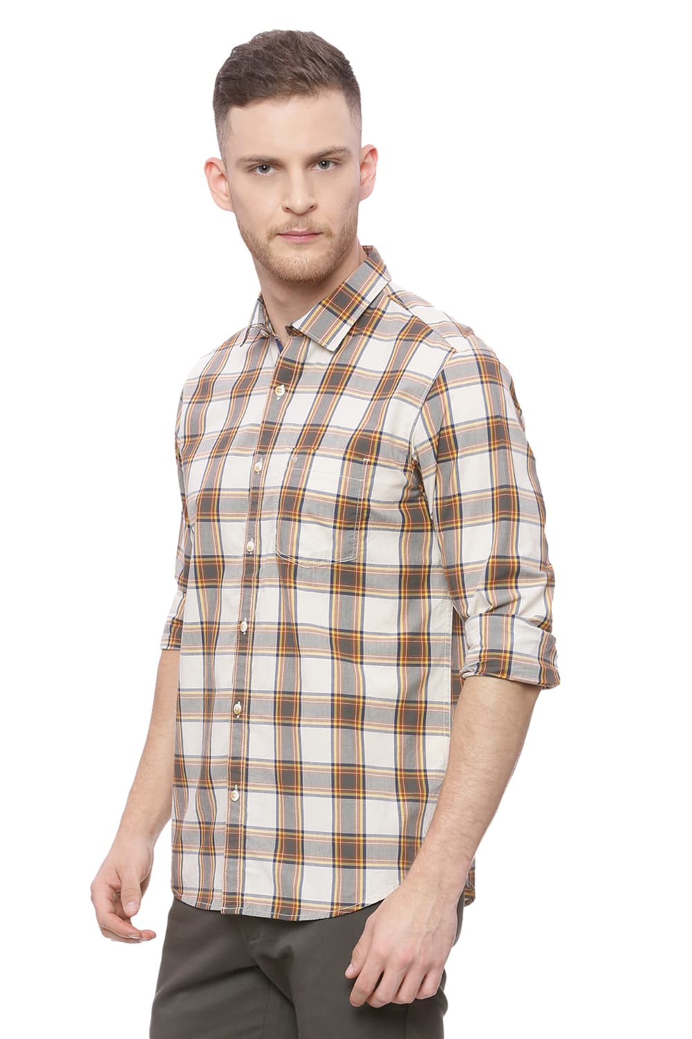 BASICS SLIM FIT CHECKS SHIRT