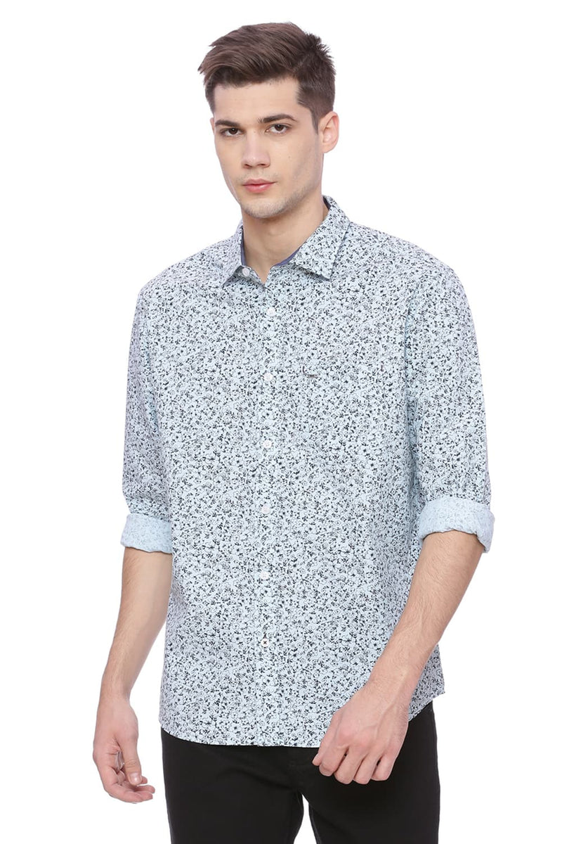 BASICS SLIM FIT PRINTED SHIRT