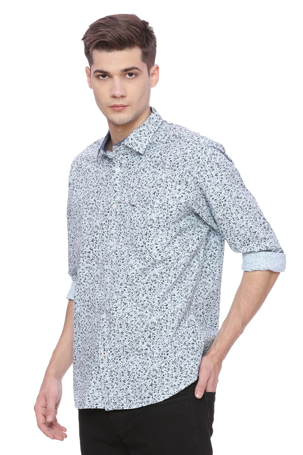 BASICS SLIM FIT PRINTED SHIRT