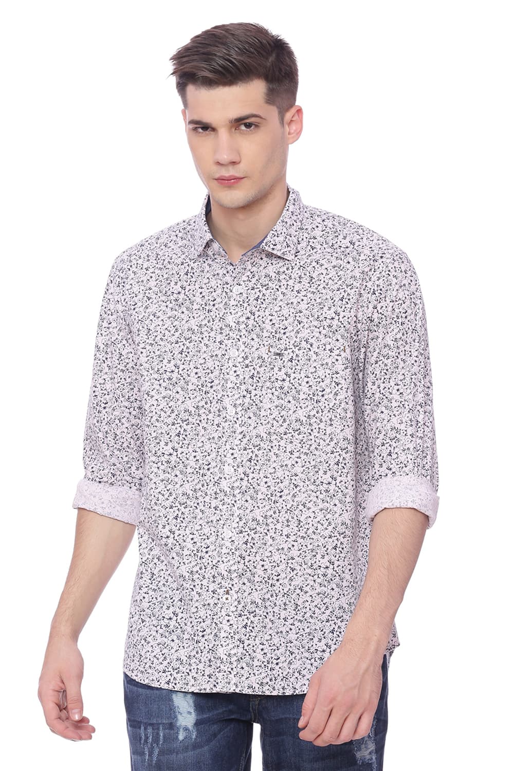 BASICS SLIM FIT PRINTED SHIRT