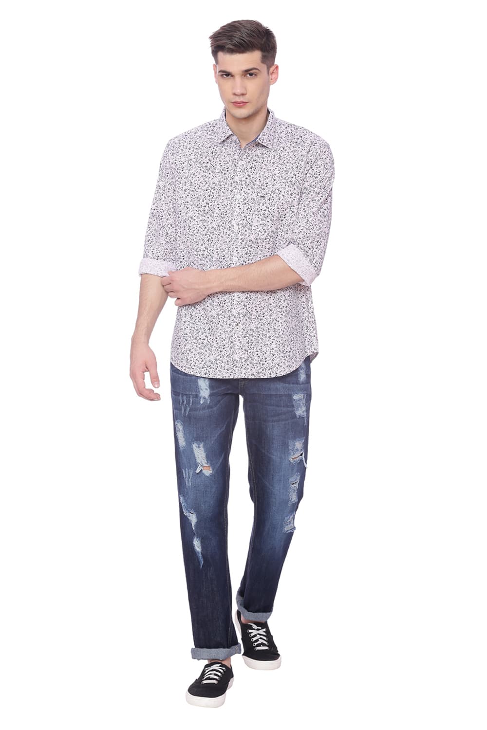 BASICS SLIM FIT PRINTED SHIRT