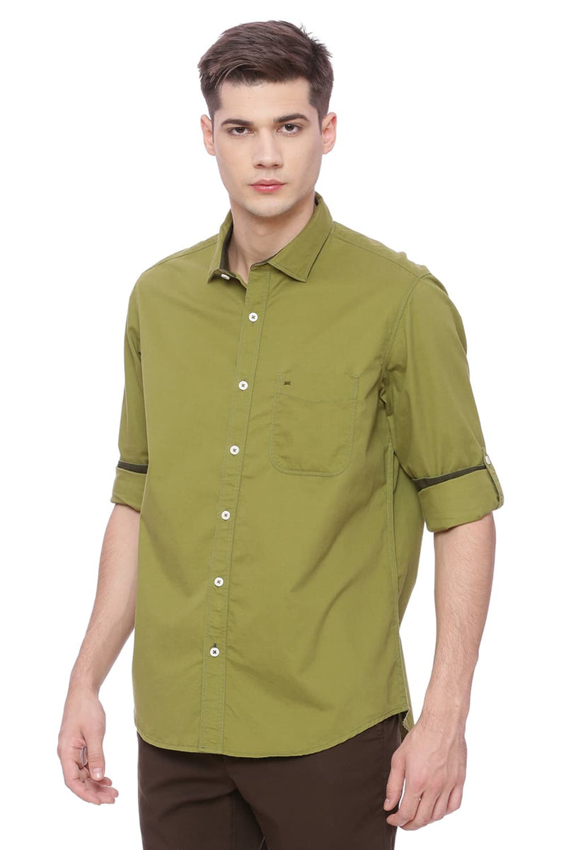 BASICS SLIM FIT TWILL SHIRT