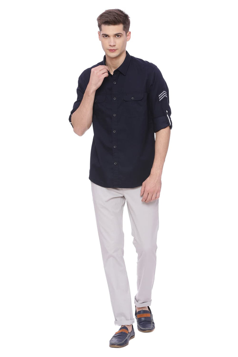 BASICS SLIM FIT TWILL SHIRT