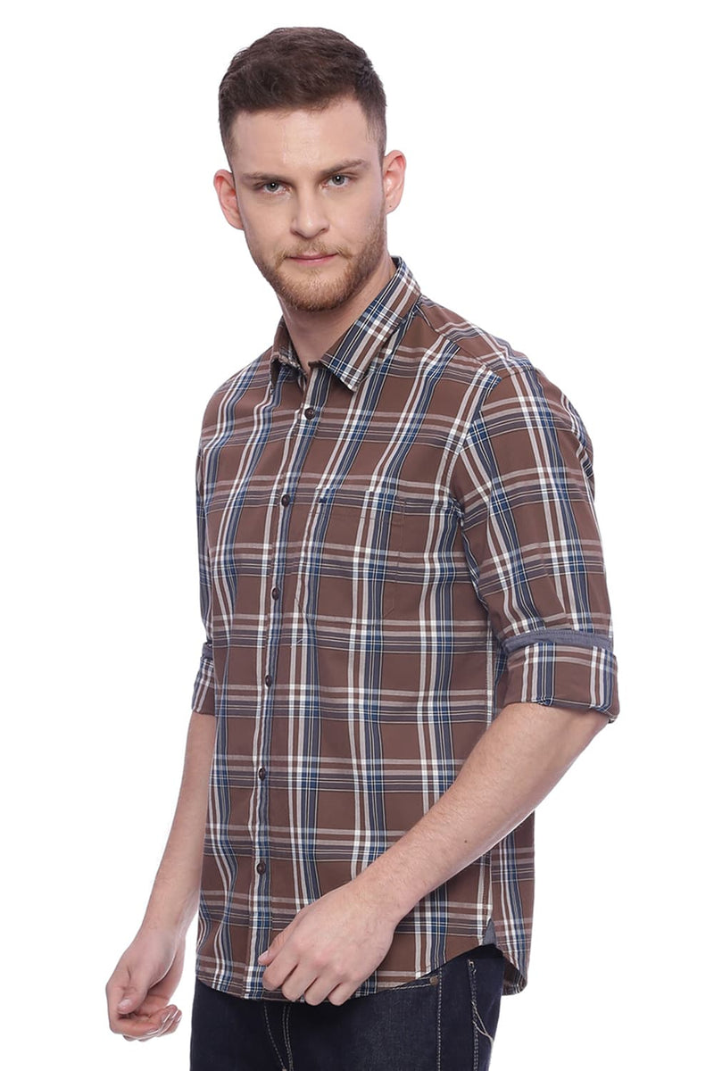 BASICS SLIM FIT CHECKS SHIRT