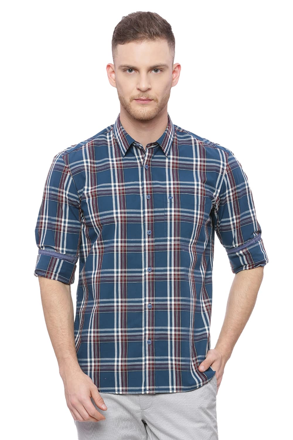 BASICS SLIM FIT CHECKS SHIRT