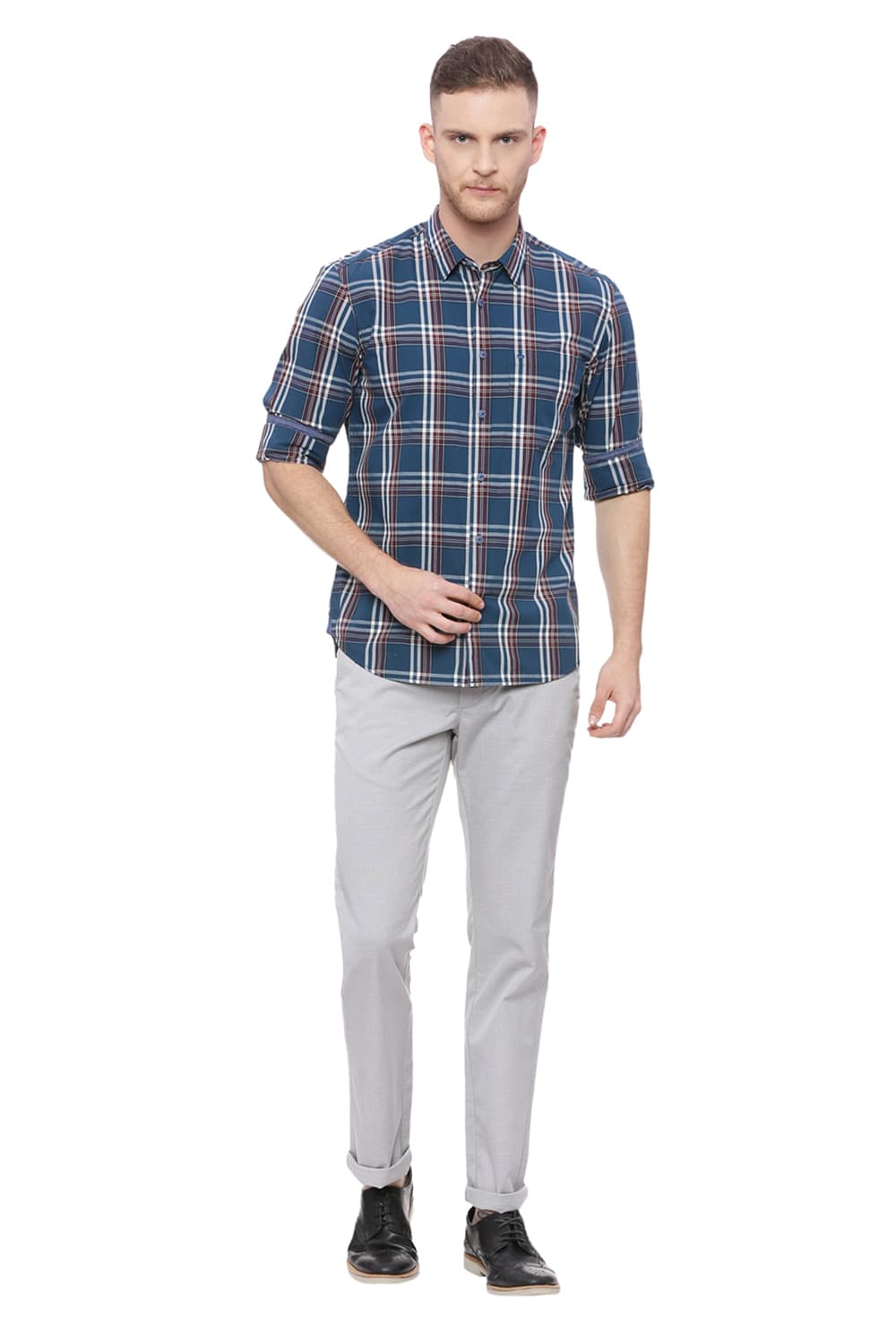 BASICS SLIM FIT CHECKS SHIRT