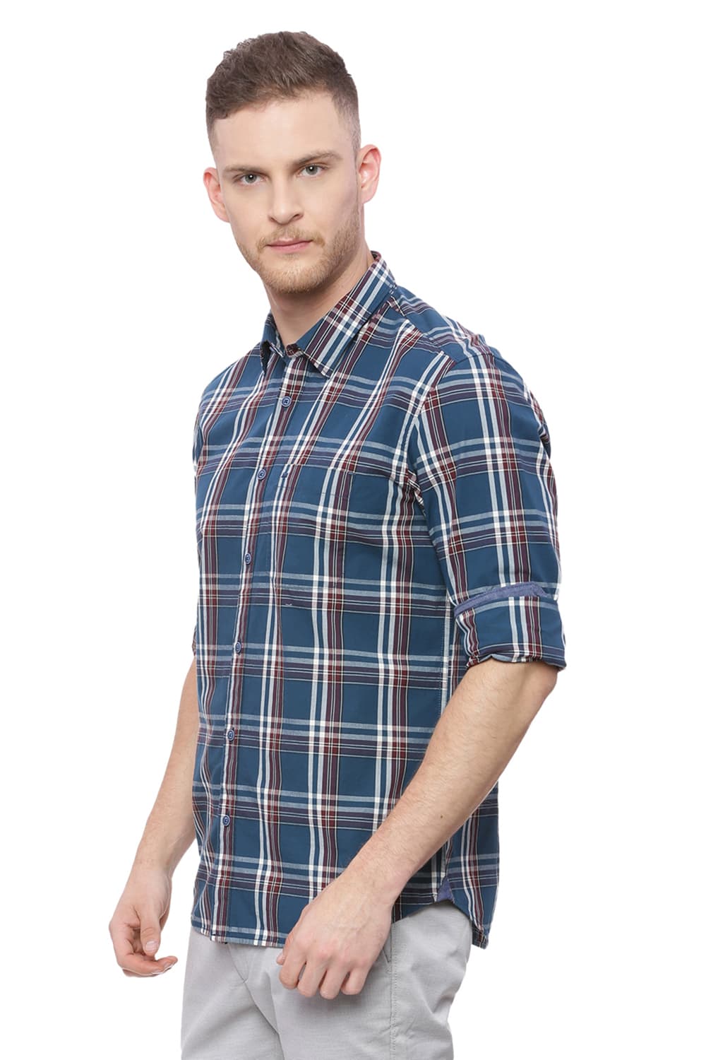 BASICS SLIM FIT CHECKS SHIRT