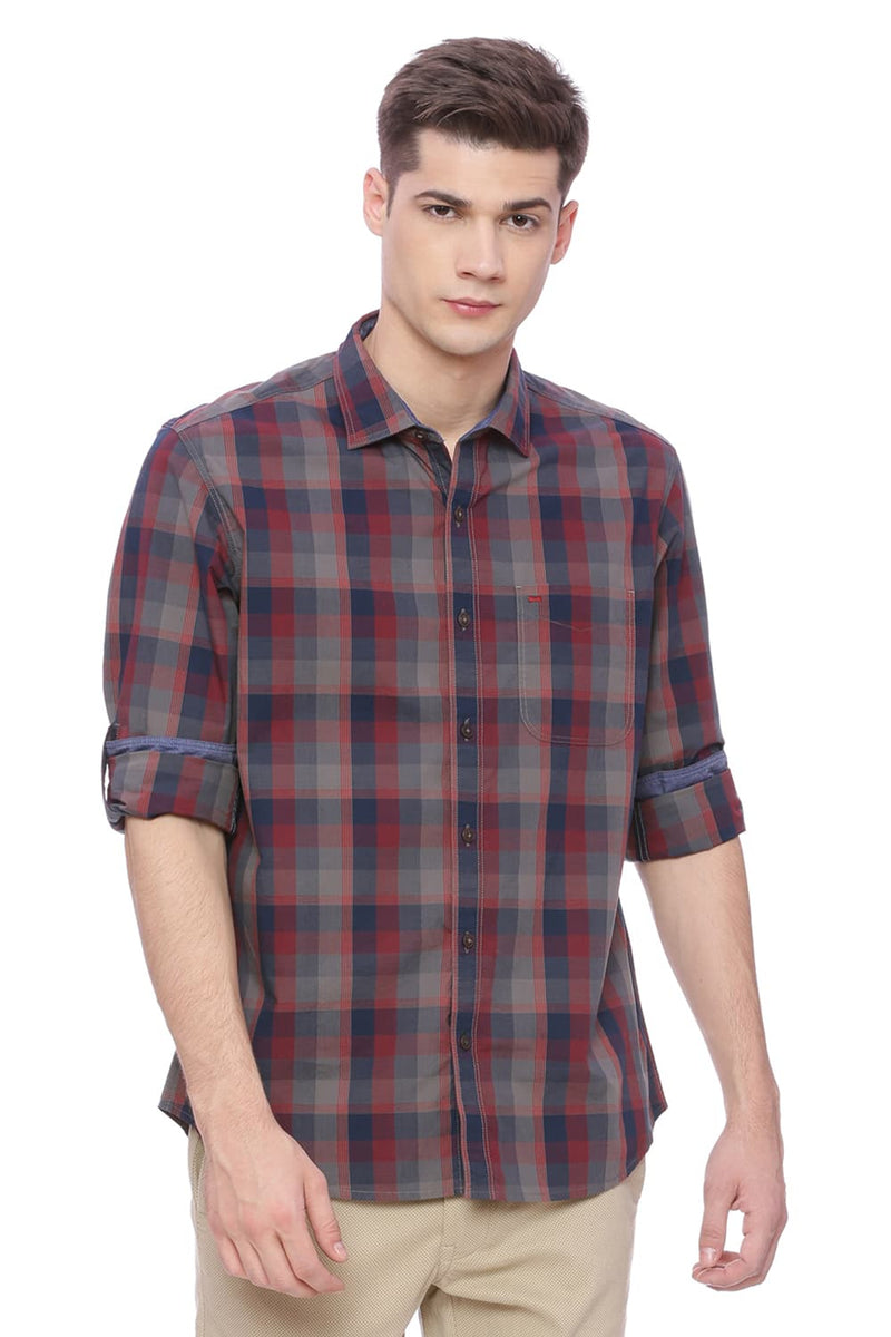 BASICS SLIM FIT CHECKS SHIRT