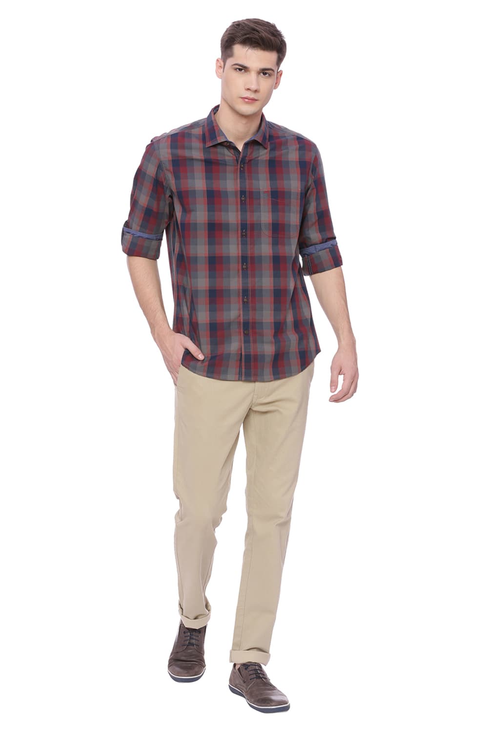 BASICS SLIM FIT CHECKS SHIRT