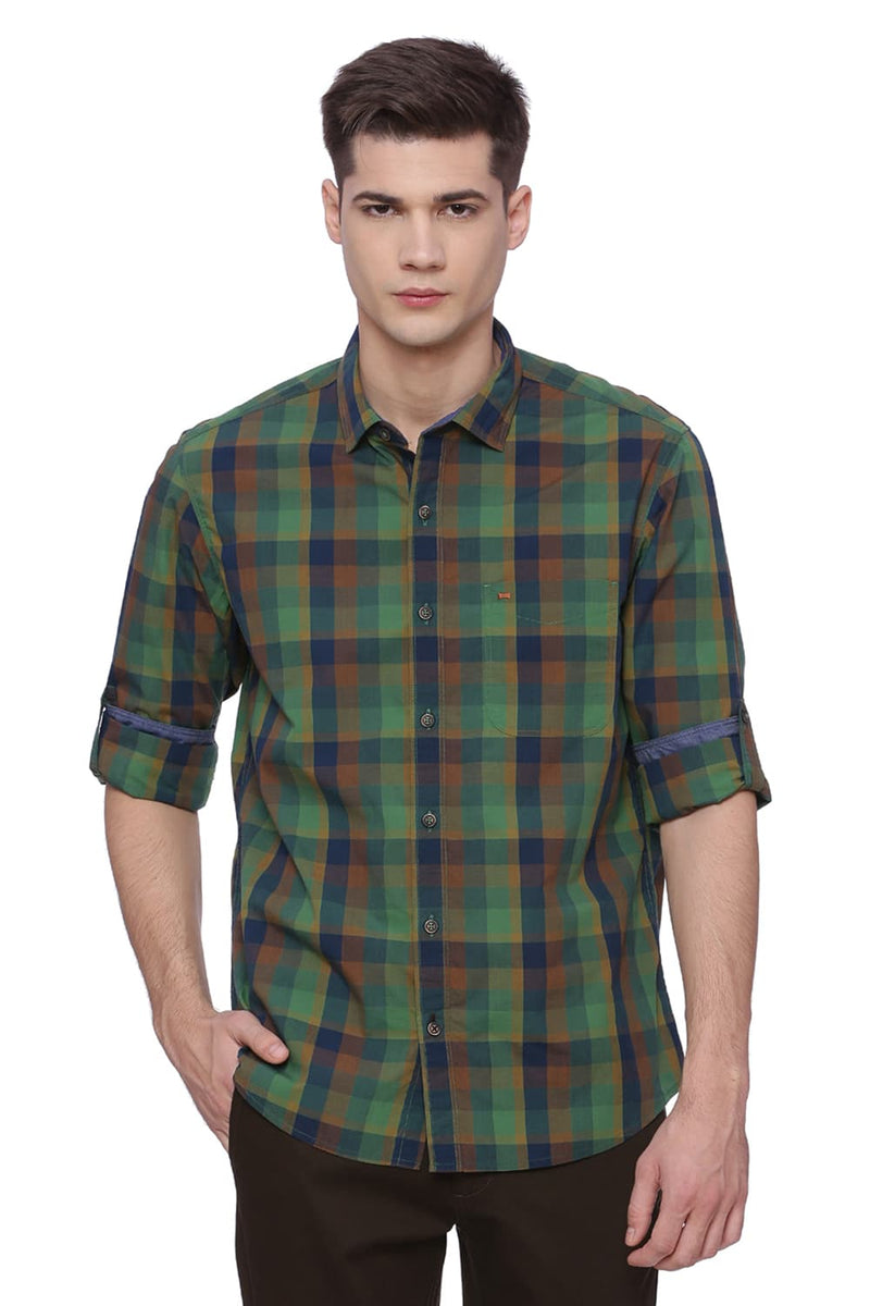 BASICS SLIM FIT CHECKS SHIRT