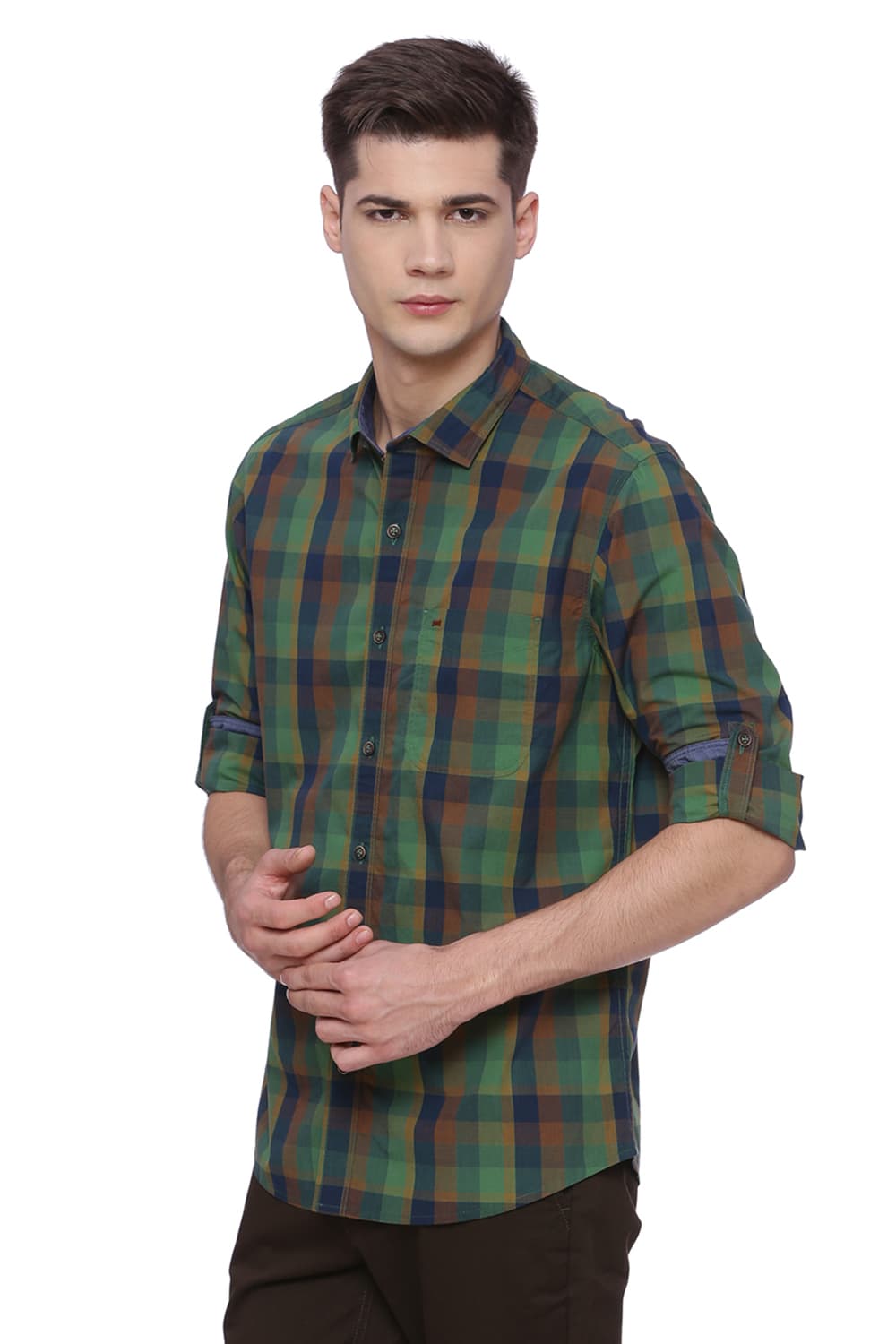 BASICS SLIM FIT CHECKS SHIRT