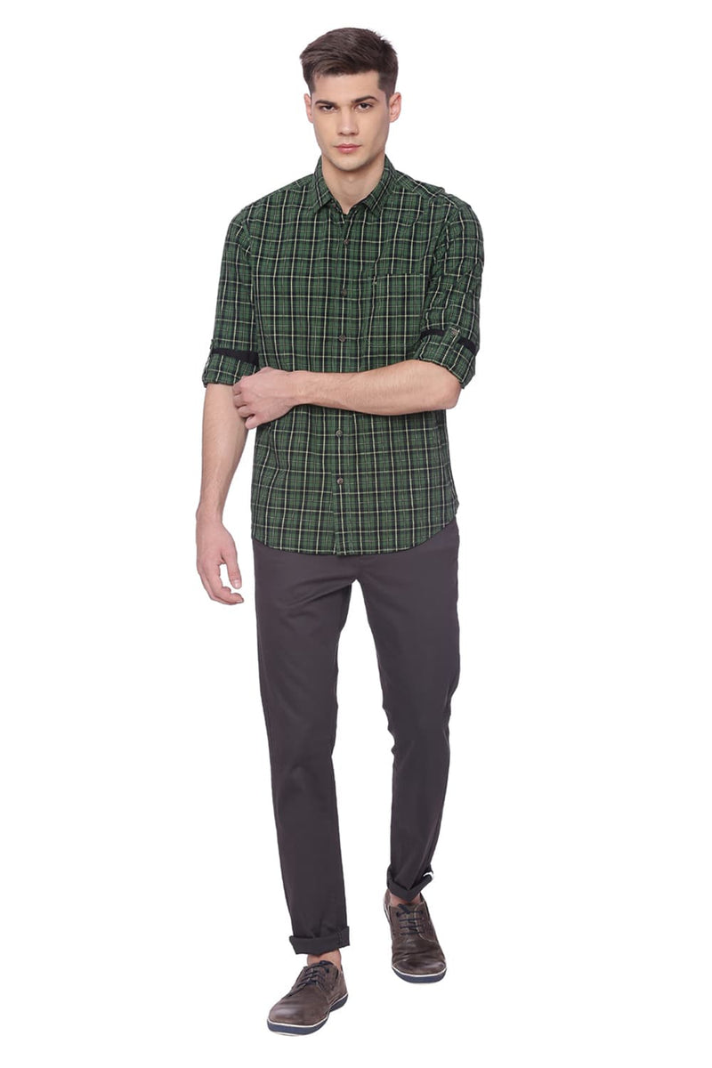 BASICS SLIM FIT CHECKS SHIRT