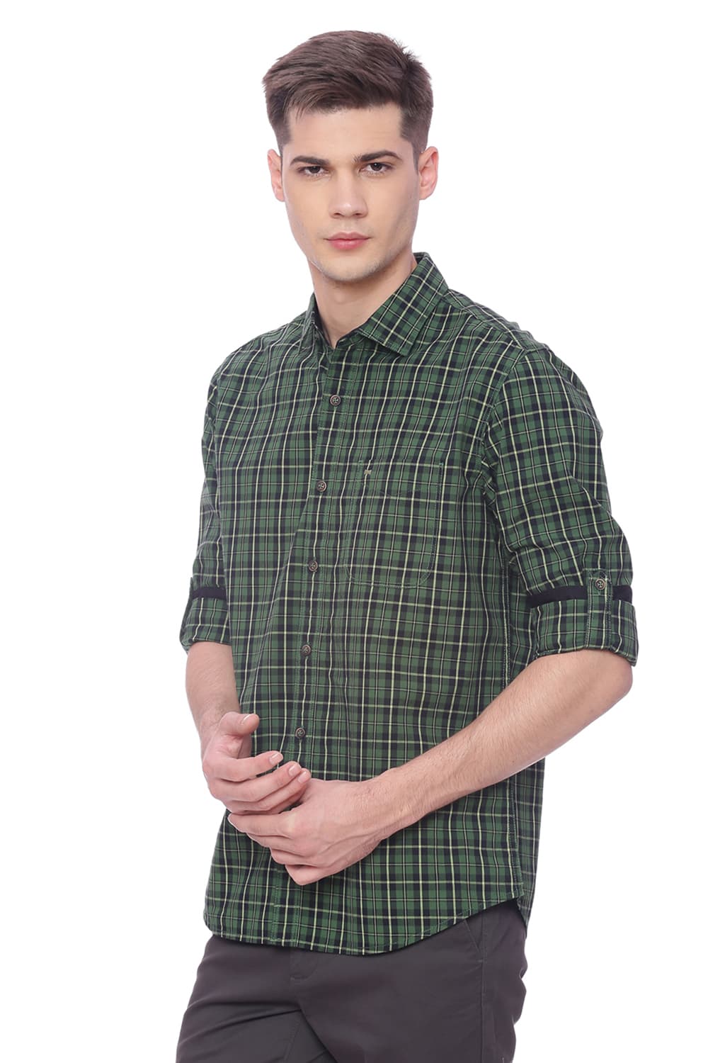 BASICS SLIM FIT CHECKS SHIRT