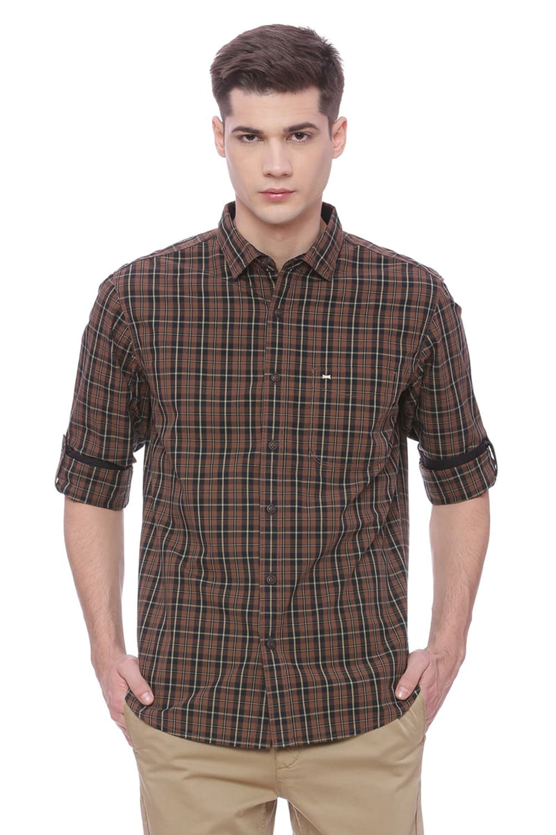 BASICS SLIM FIT CHECKS SHIRT