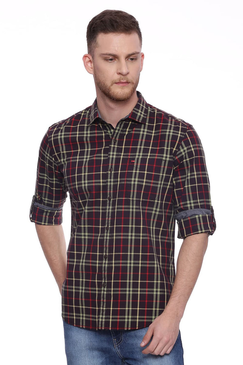 BASICS SLIM FIT CHECKS SHIRT