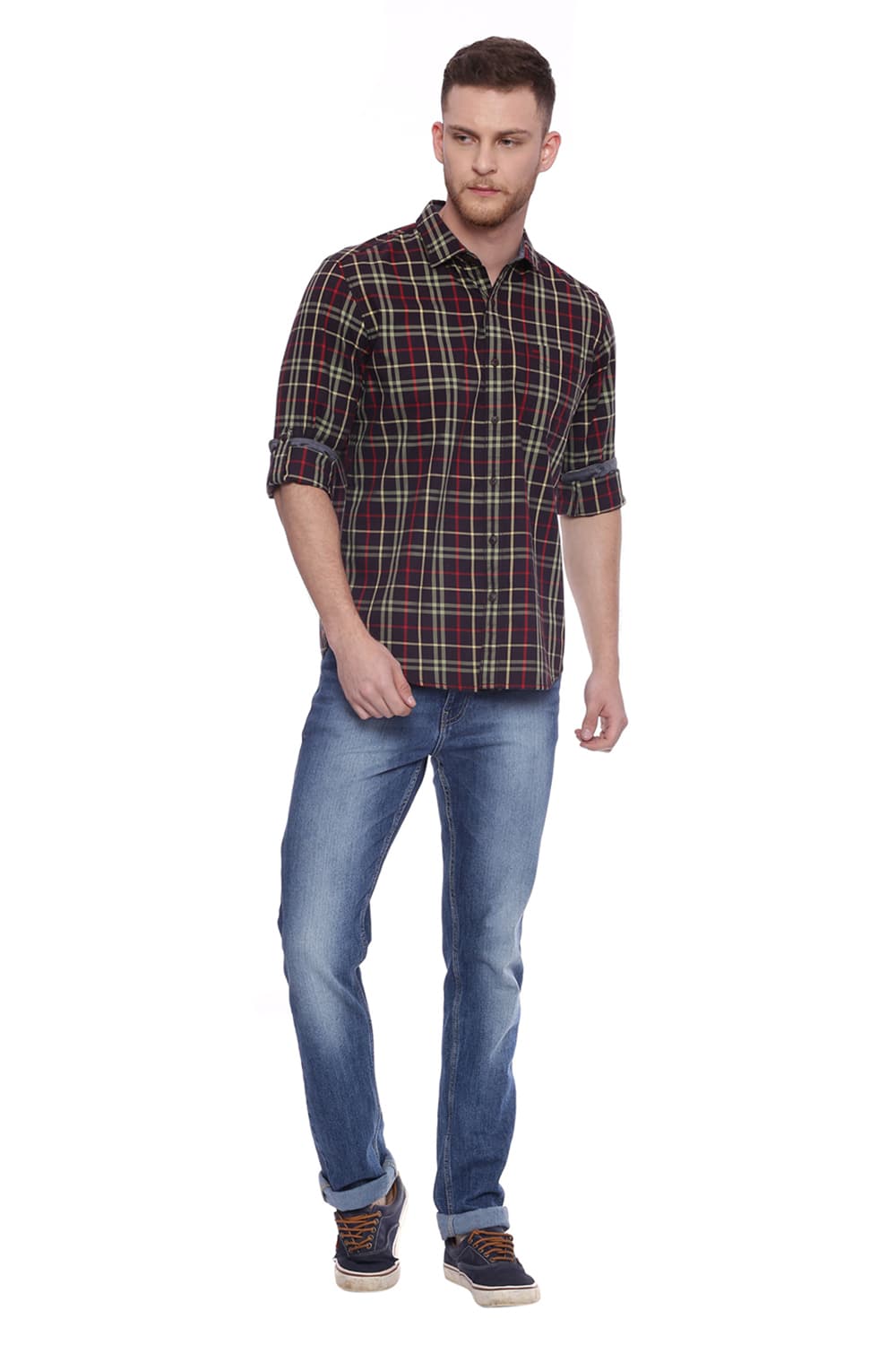 BASICS SLIM FIT CHECKS SHIRT