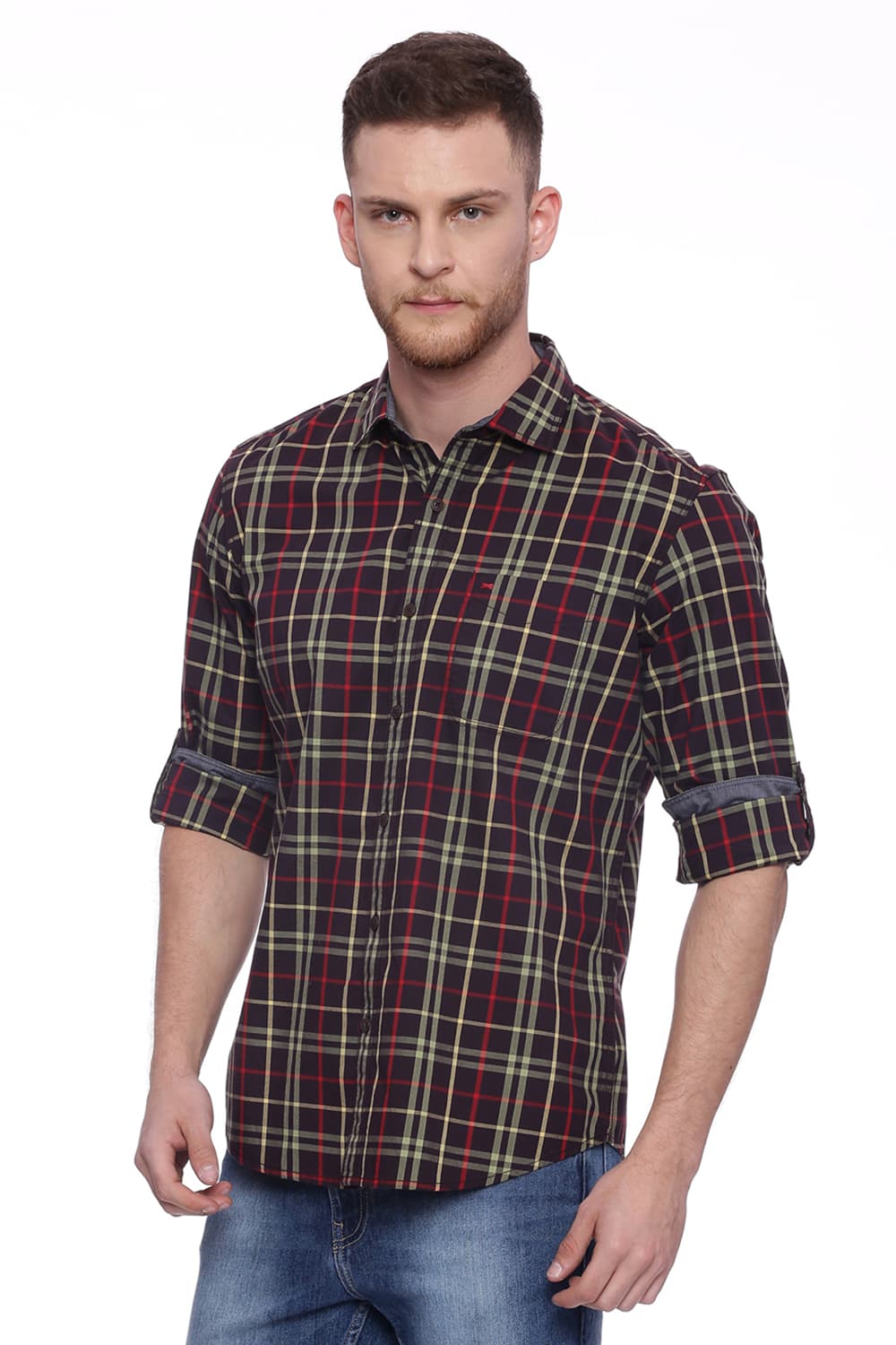 BASICS SLIM FIT CHECKS SHIRT