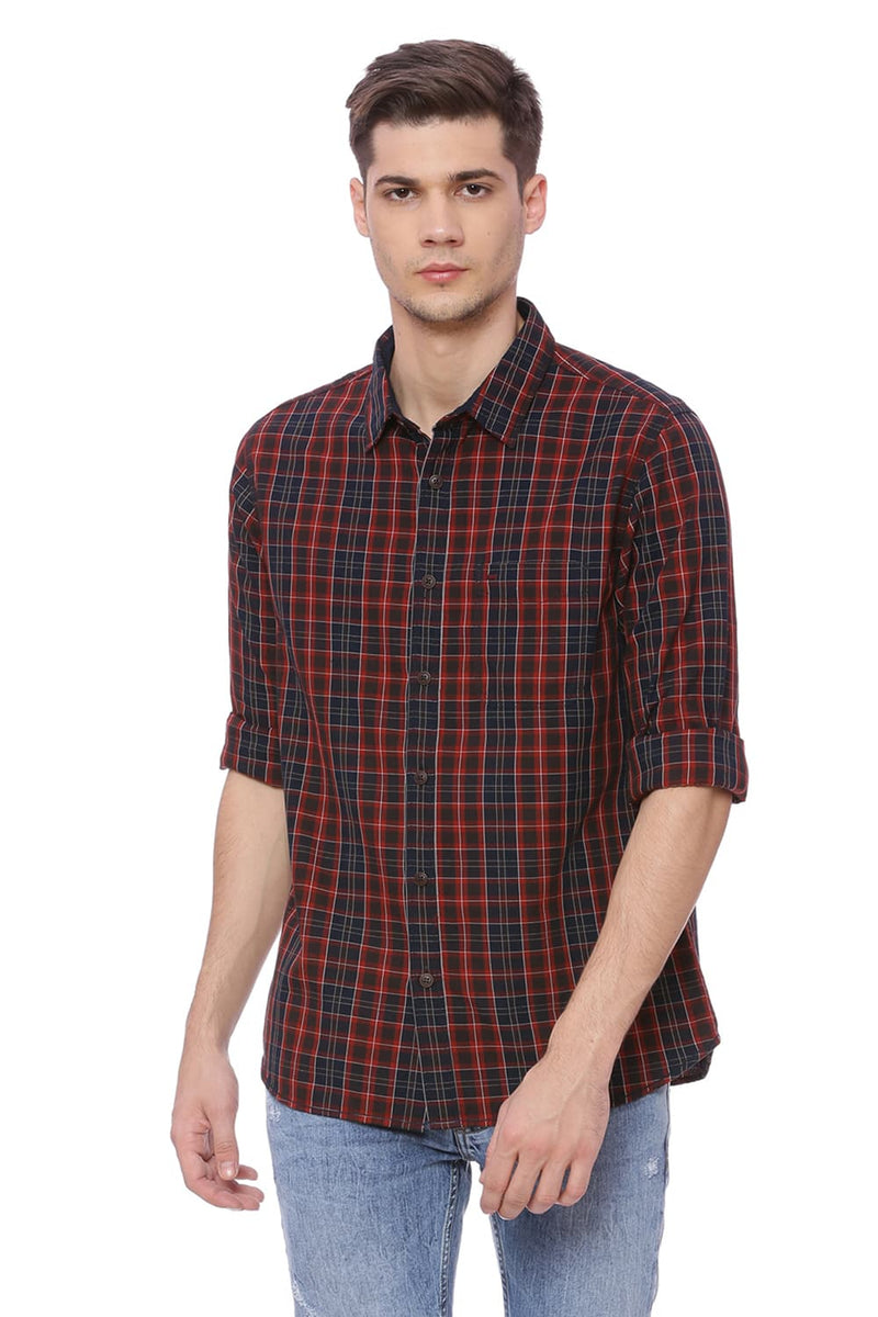 BASICS SLIM FIT CHECKS SHIRT