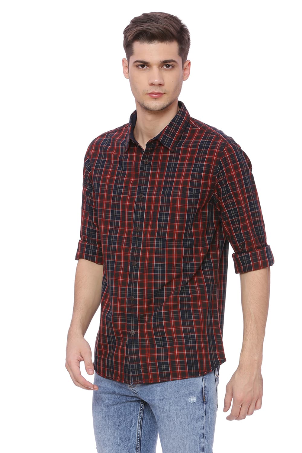 BASICS SLIM FIT CHECKS SHIRT