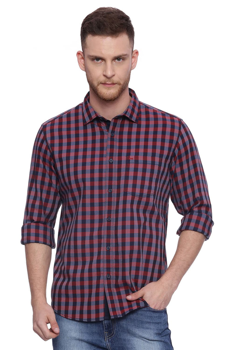 BASICS SLIM FIT CHECKS SHIRT