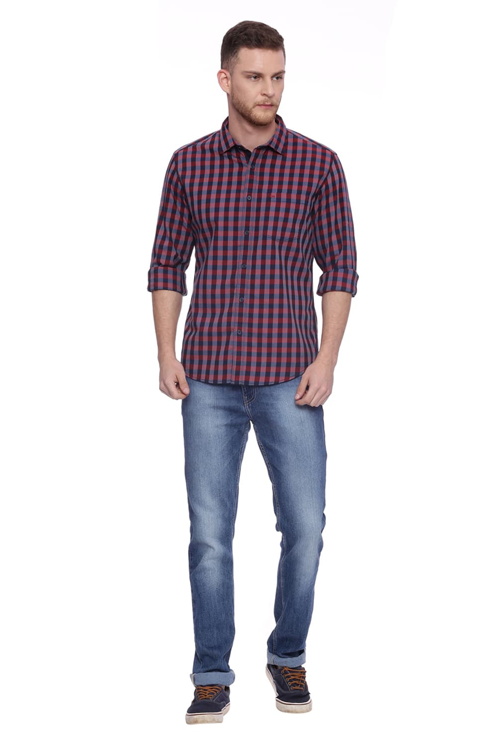 BASICS SLIM FIT CHECKS SHIRT