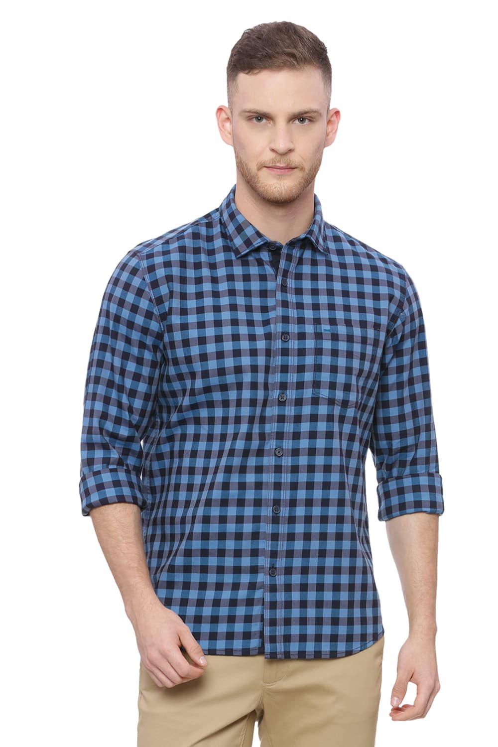 BASICS SLIM FIT CHECKS SHIRT