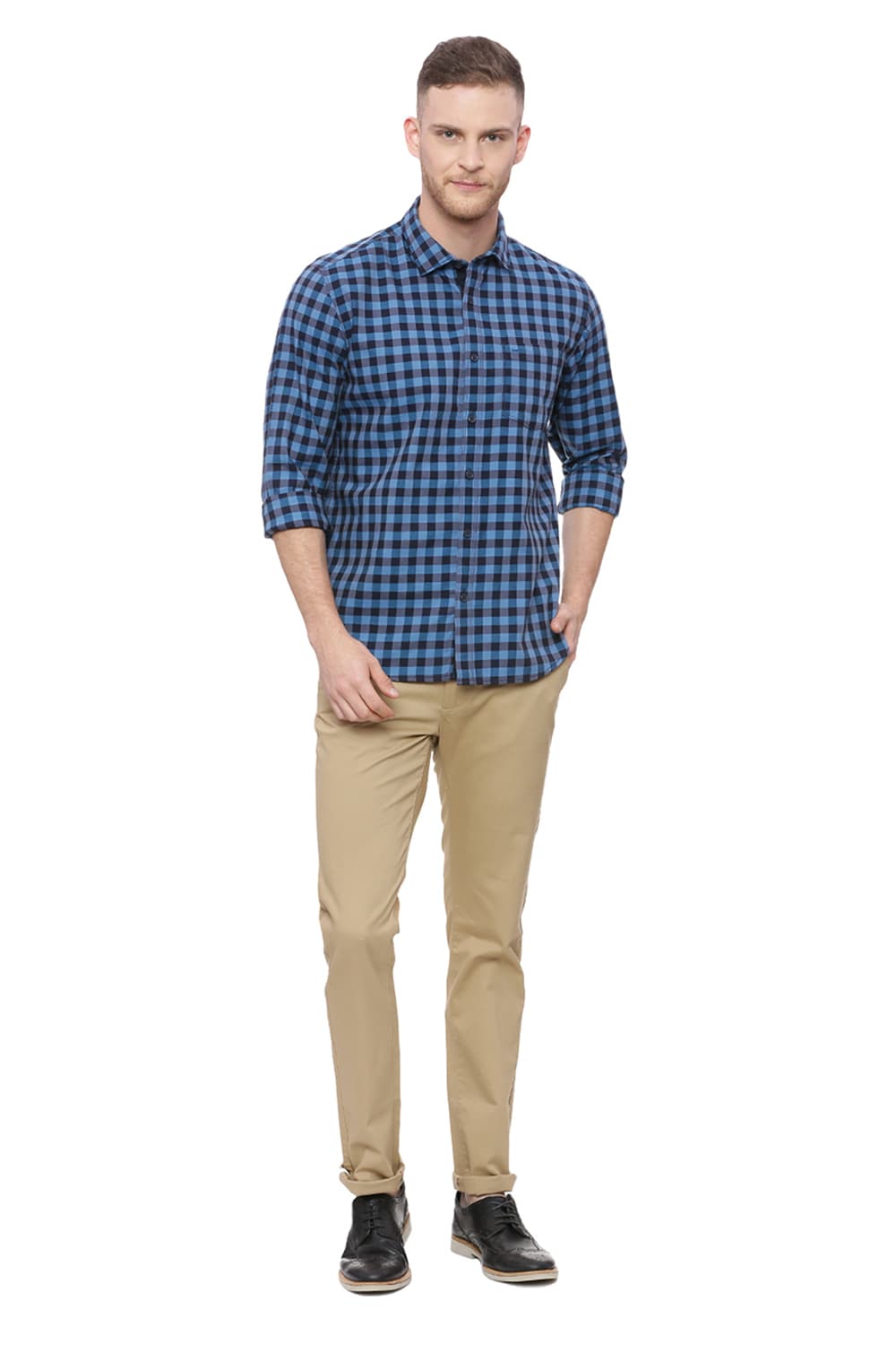 BASICS SLIM FIT CHECKS SHIRT